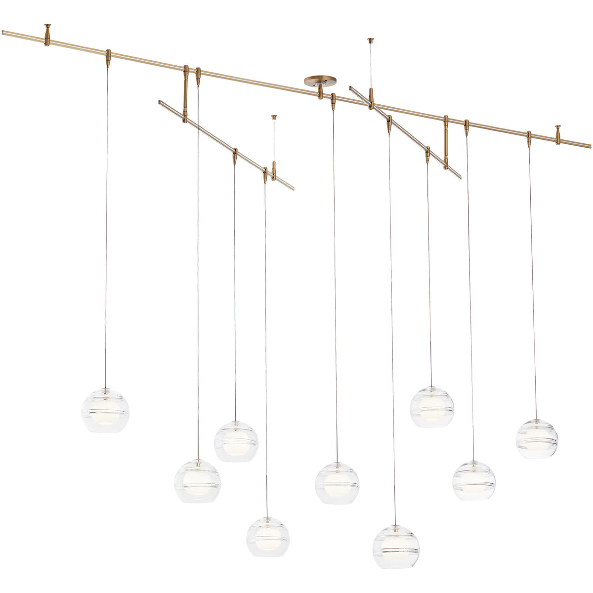Aged Brass Clearglass Linear Pendant