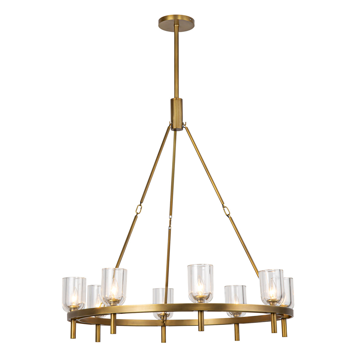 Alabaster Arc Vintage Brass Chandelier