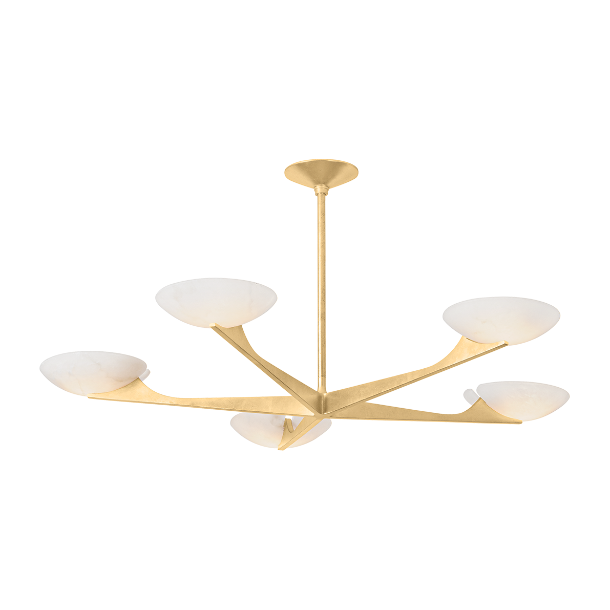 Alabaster Bowl Gold Leaf Five-Light Chandelier