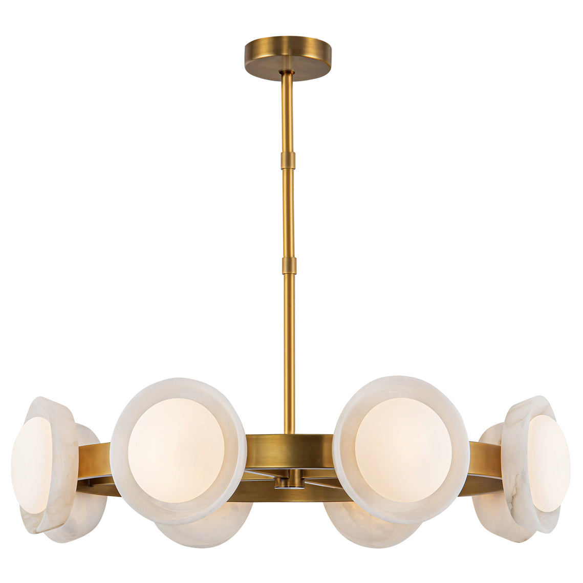 Alabaster Crest Vintage Brass LED Chandelier