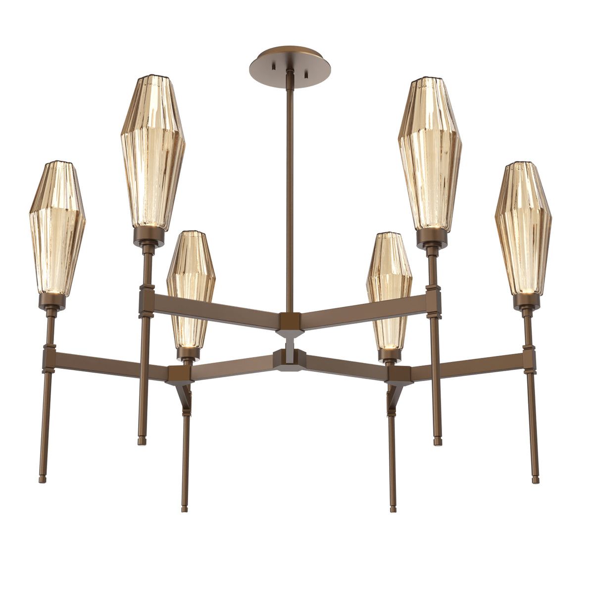 Amberline Ribbed Glass LED Chandelier