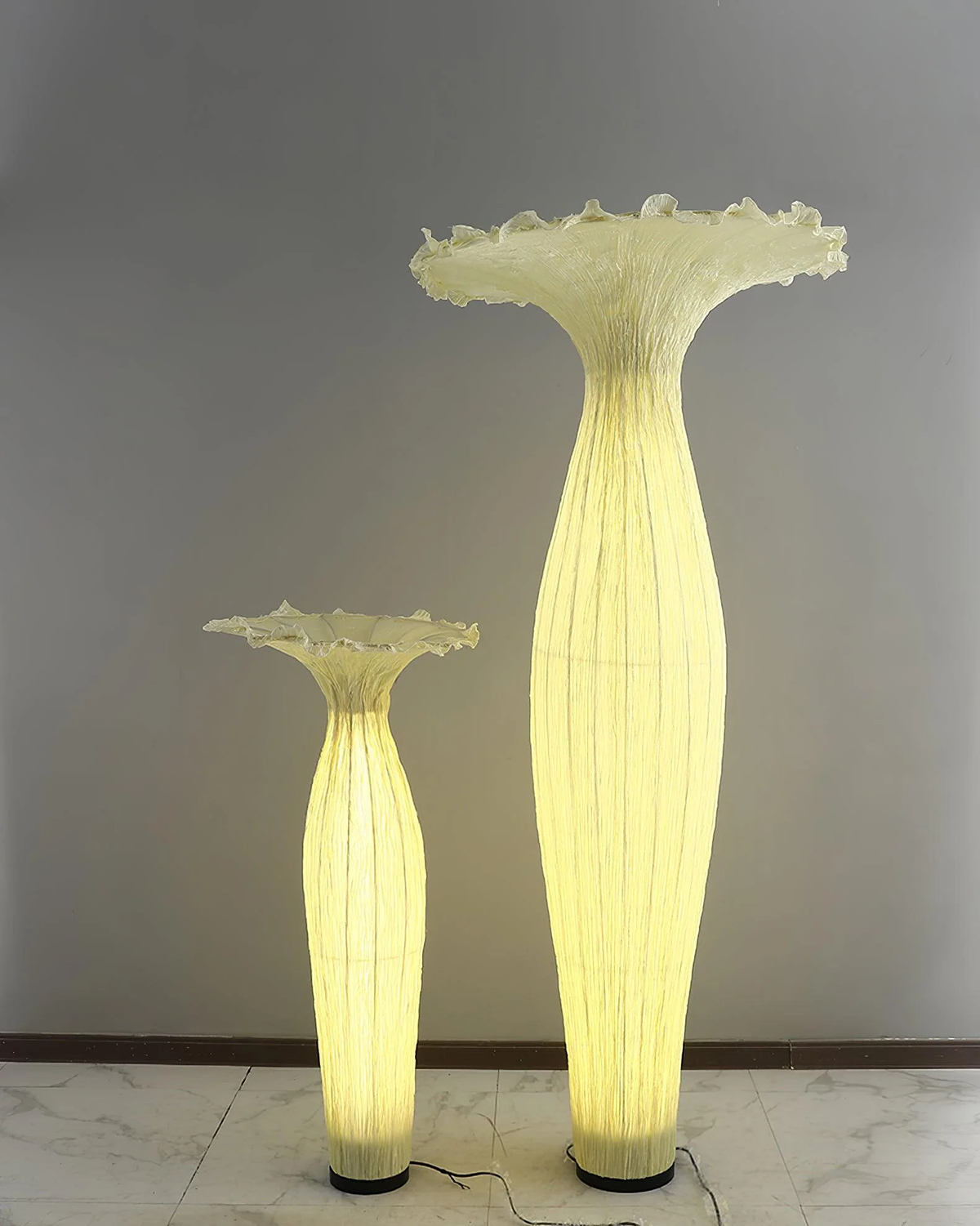 Amphora White Fabric LED Floor Lamp