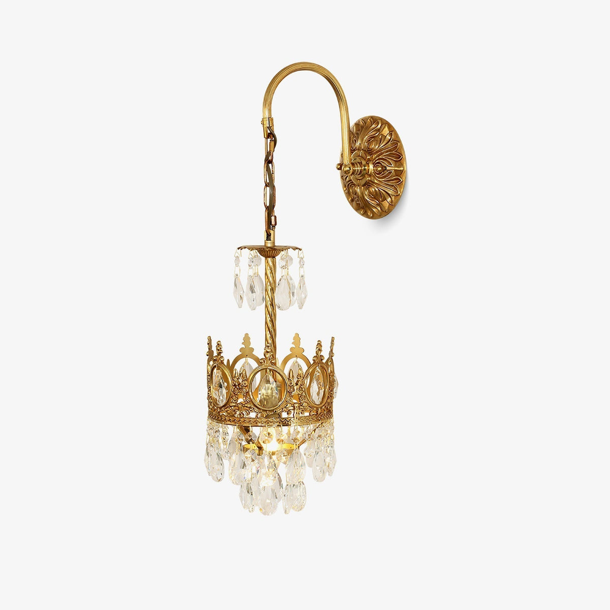Arched Drop Copper Clear Crystal Wall Light