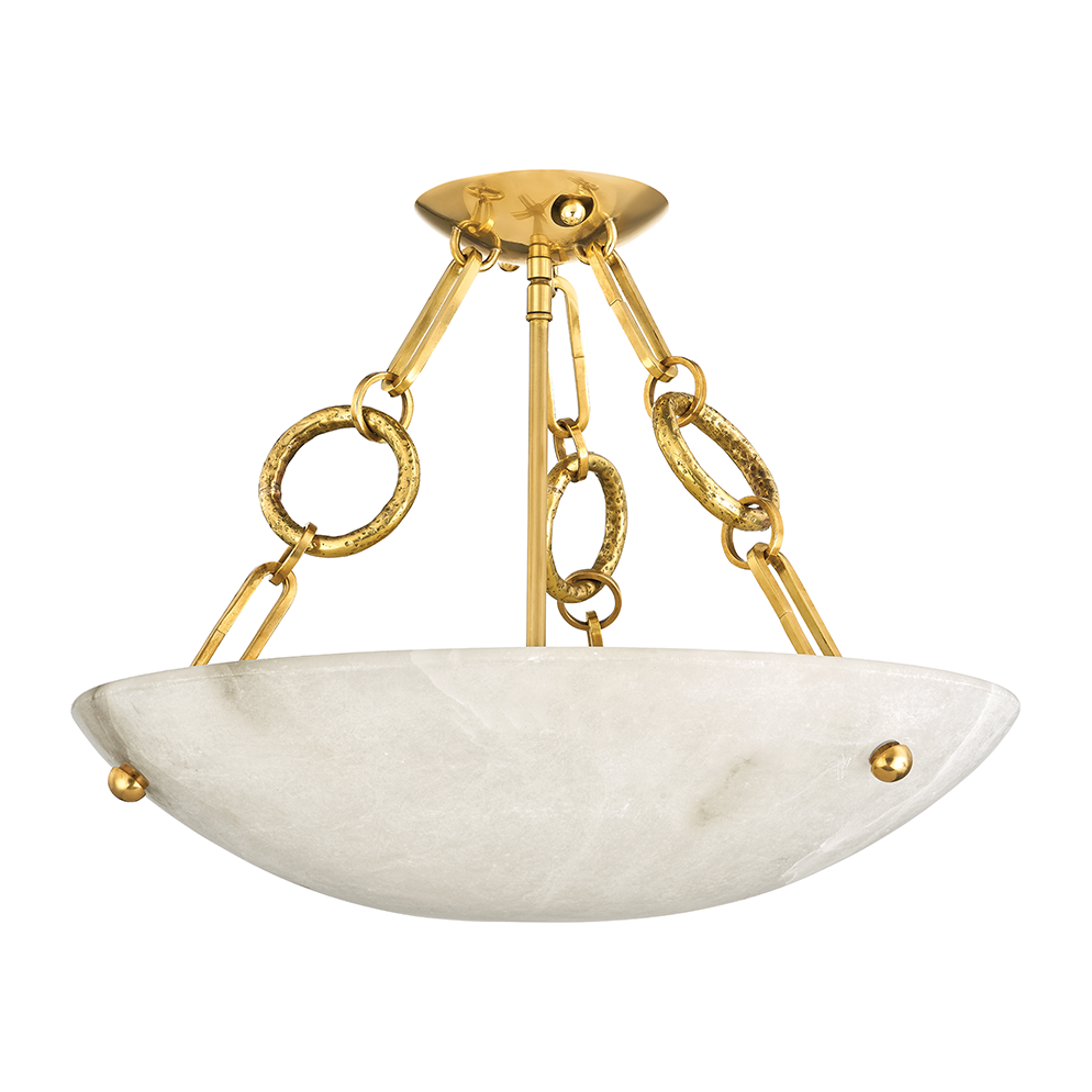 Artisan Pattern Vintage Brass Semi-Flush Ceiling Light