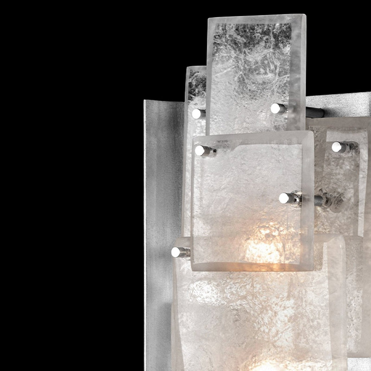 Beveled Rockglass Gold Silver Wall Sconce
