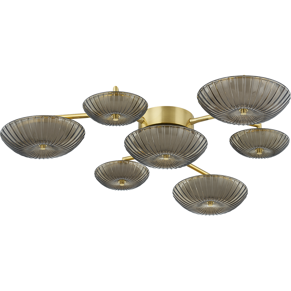 Branching Topaz Piastre Glass Brass Flush Mount