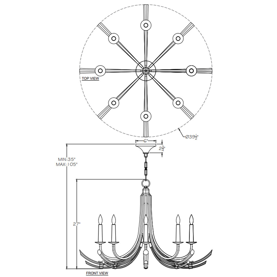 Bronzara Crystal Candelabra Chandelier