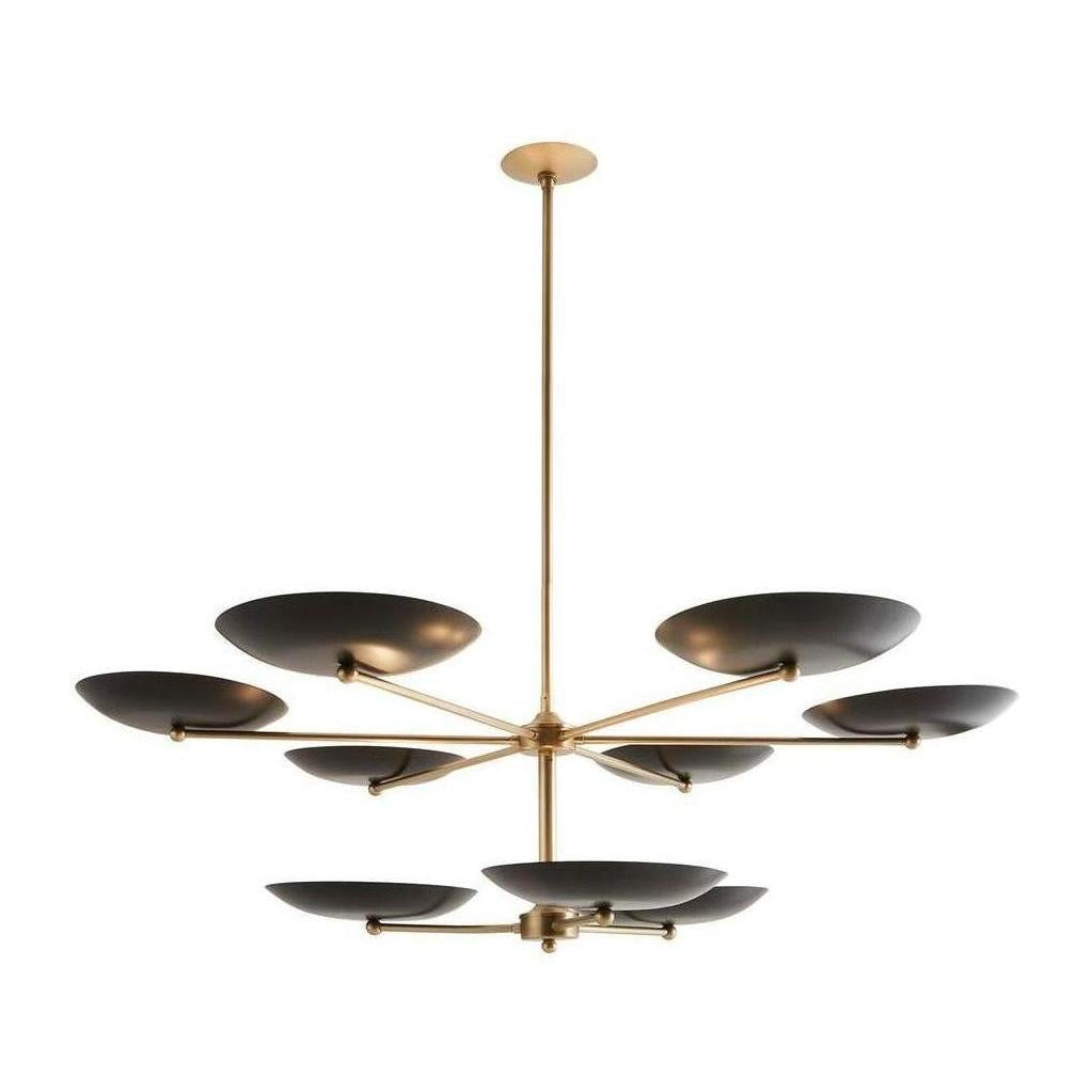 Bronze Plate Antique Brass Two-Tier Chandelier