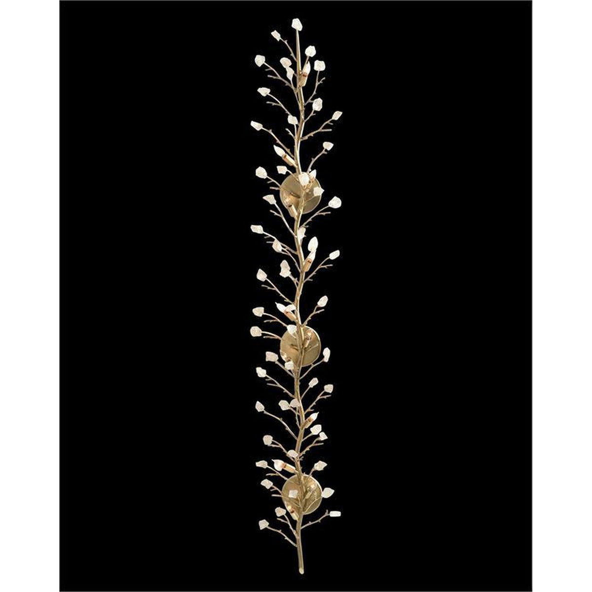 Budding Quartz Antique Silver Twelve-Light Wall Sconce