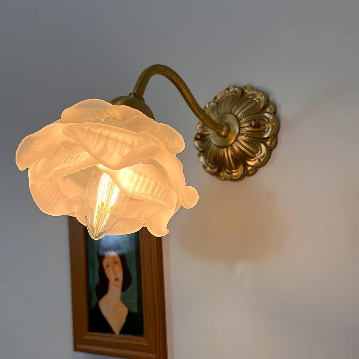 Budform Brass White Glass Wall Light