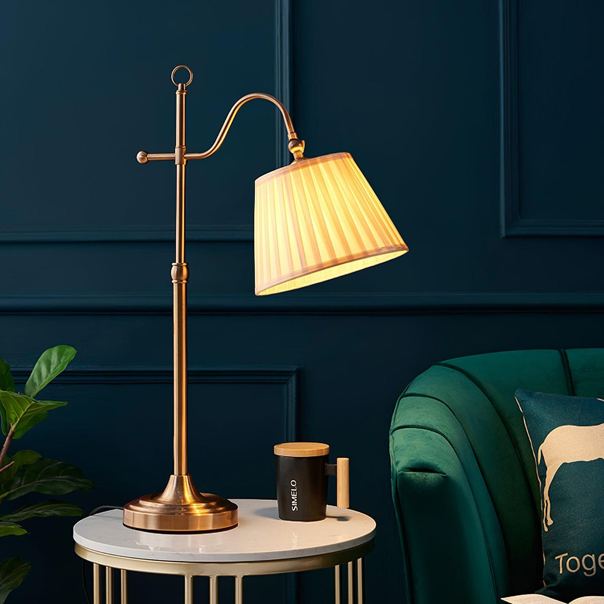 Cantilever Pleat Gold Table Lamp