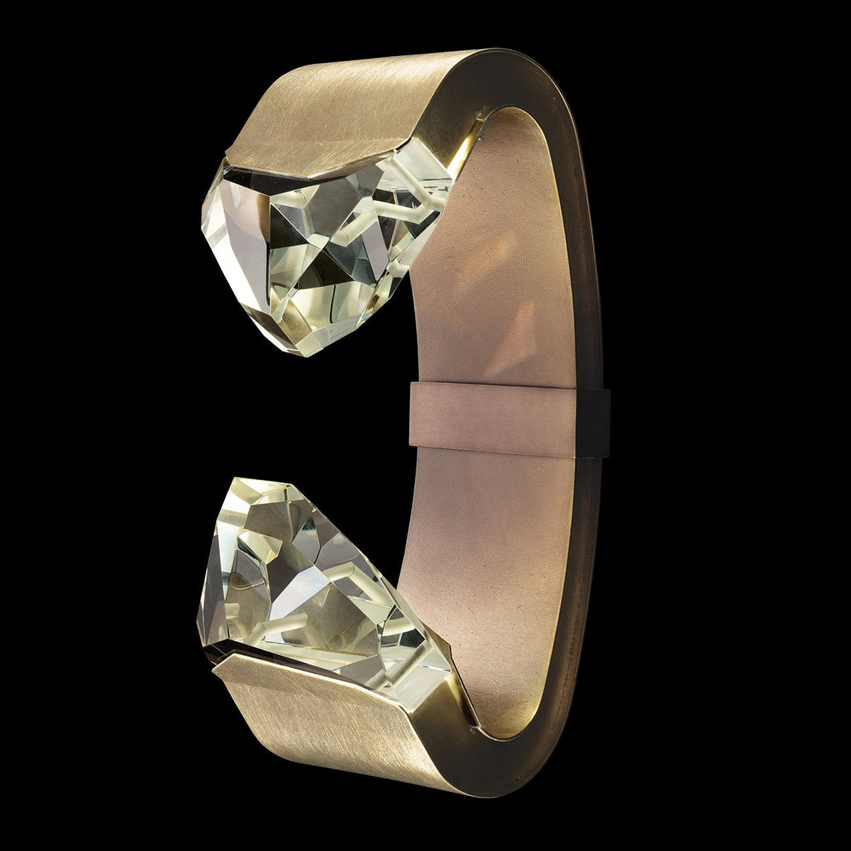 Carved Twin Crystal Silver Gold LED Wall Sconce