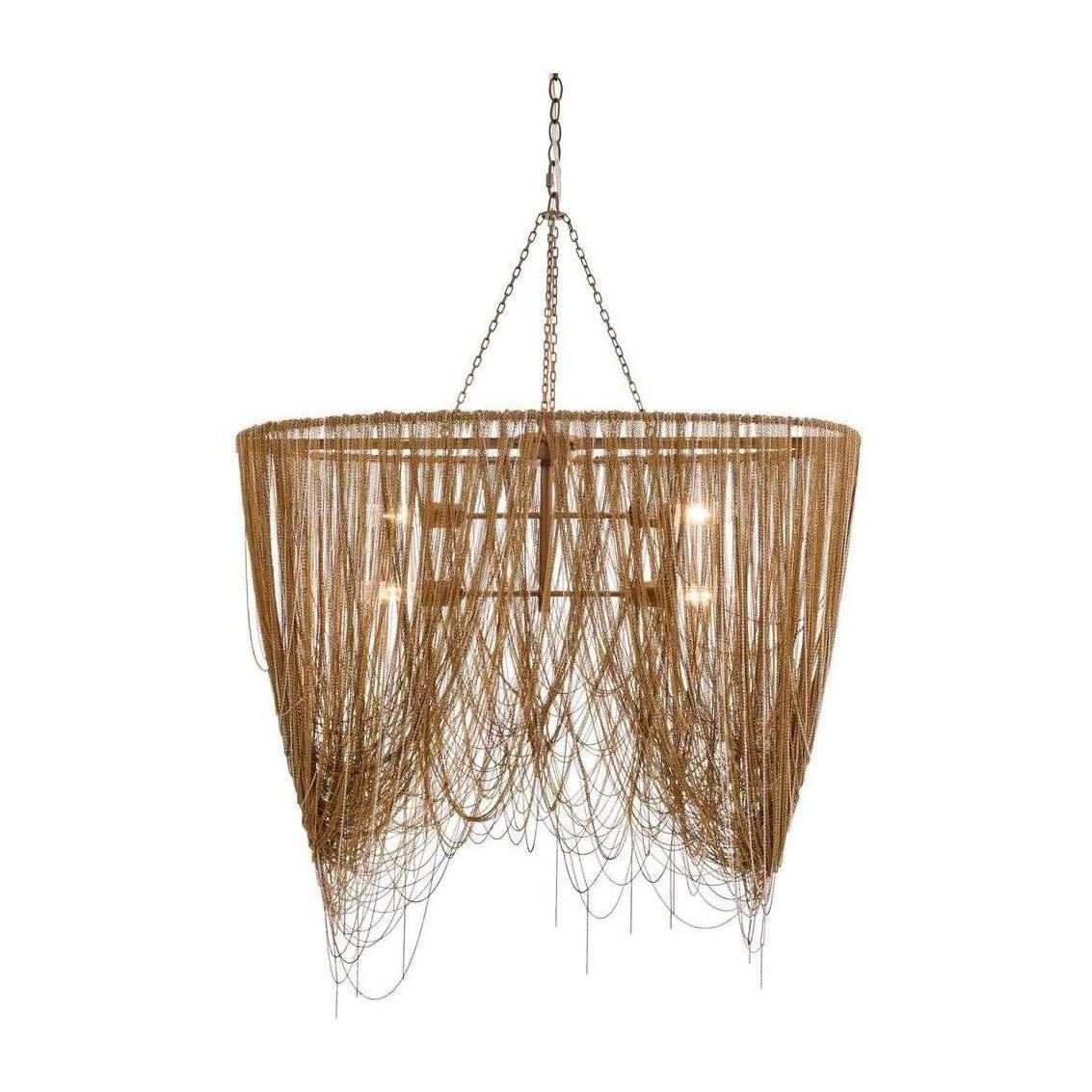Cascading Chain Antique Brass Nickel Chandelier