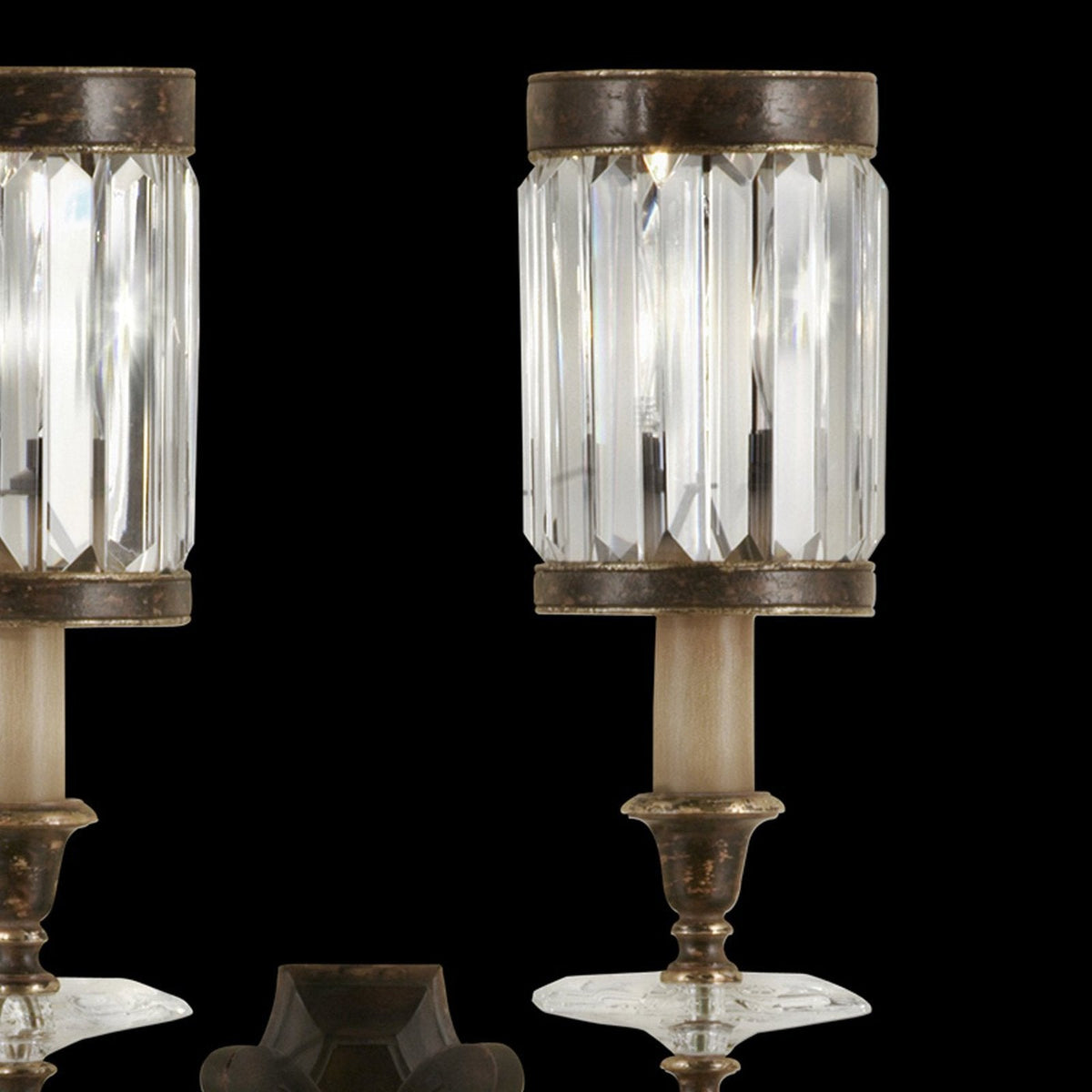 Channel Crystal Rustic Silver Wall Sconce
