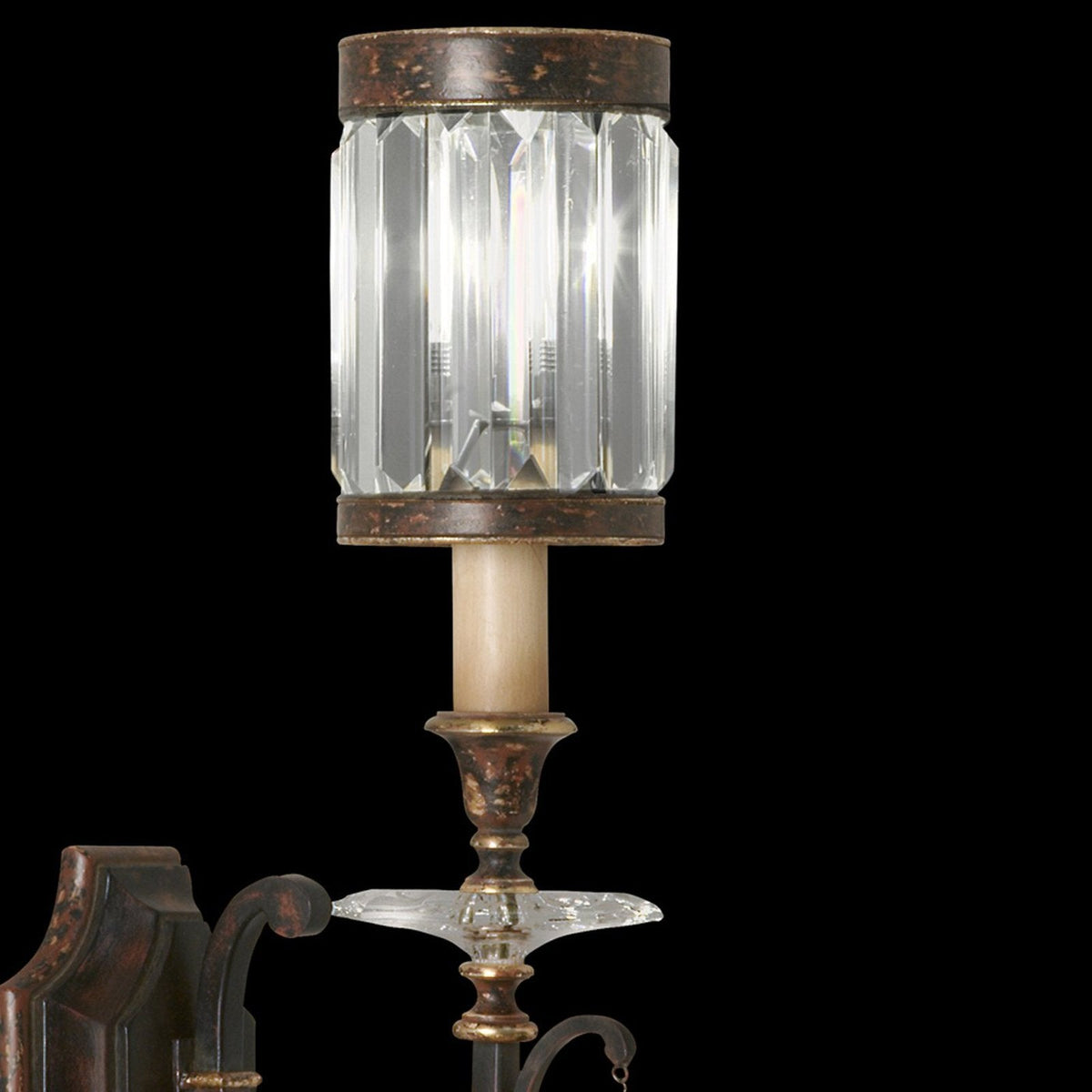Channel-Set Crystal Muted Silver Wall Sconce