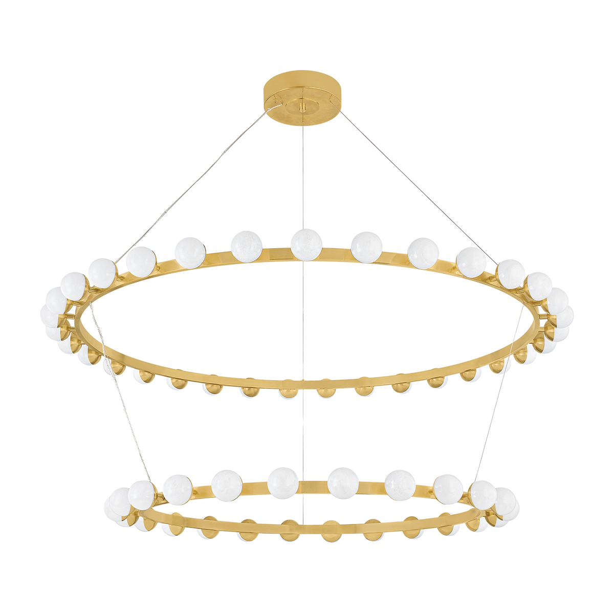 Crackled Luna Glass Concentric Brass Chandelier