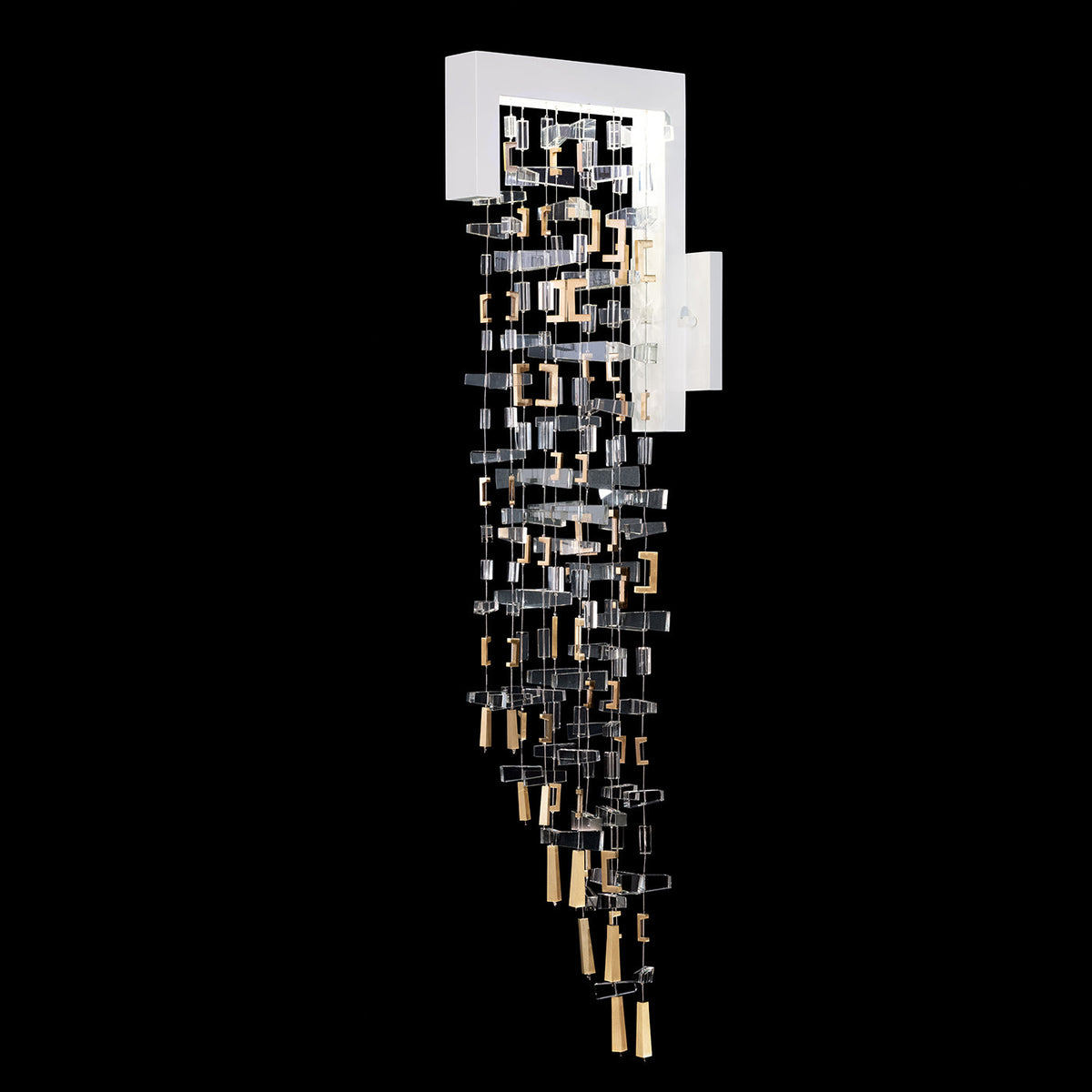 Crosslit Crystal Brass Architectural Wall Sconce