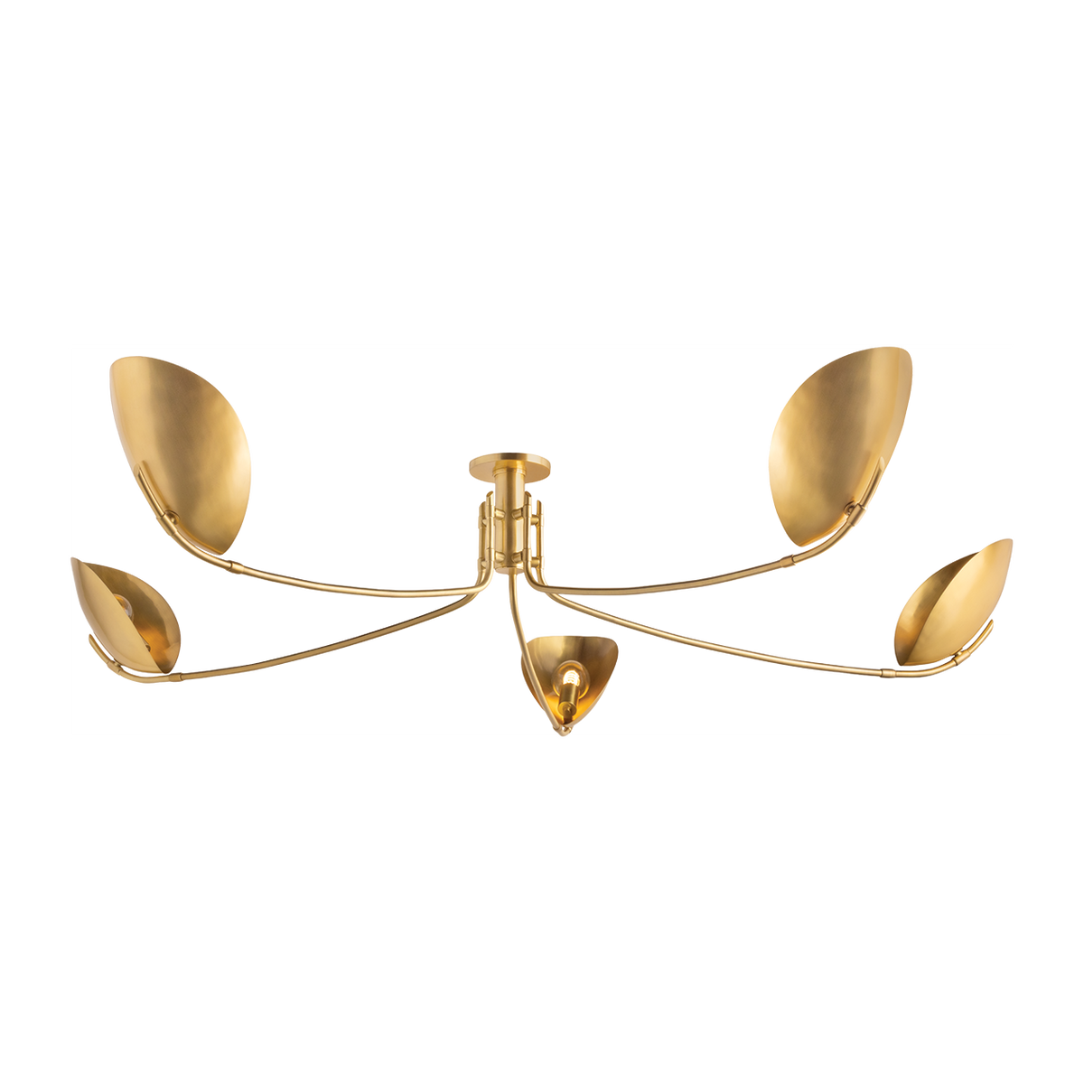 Curling Leaf Aged Brass Semi-Flush Ceiling Light