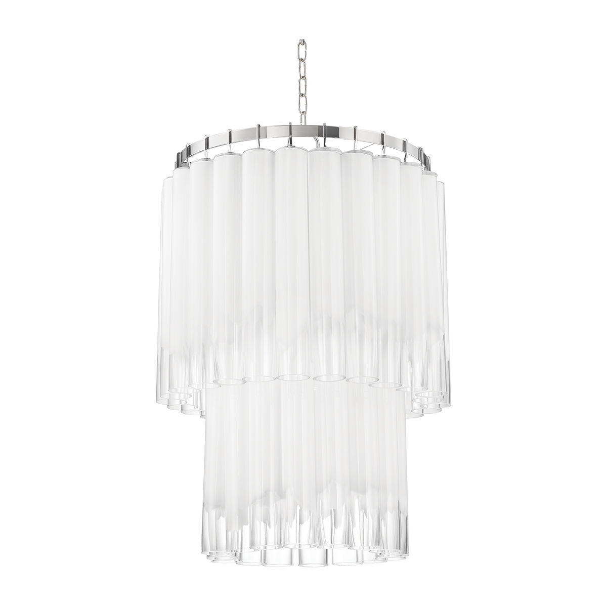 Diffused Tube Nickel Tiered Chandelier