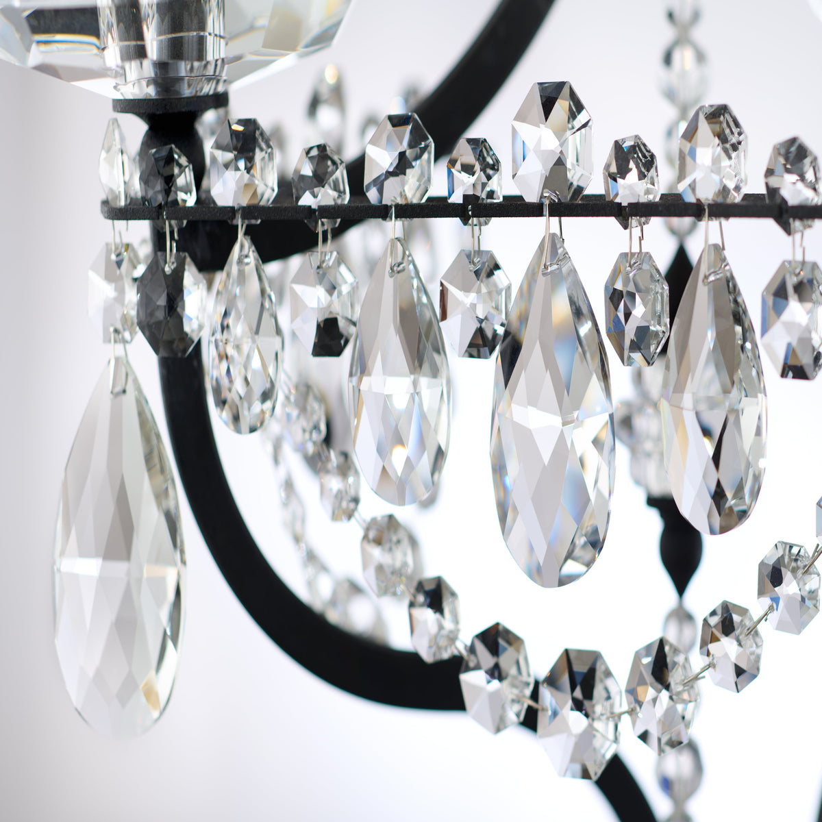 Draped Crystal Wrought Iron Wall Sconce