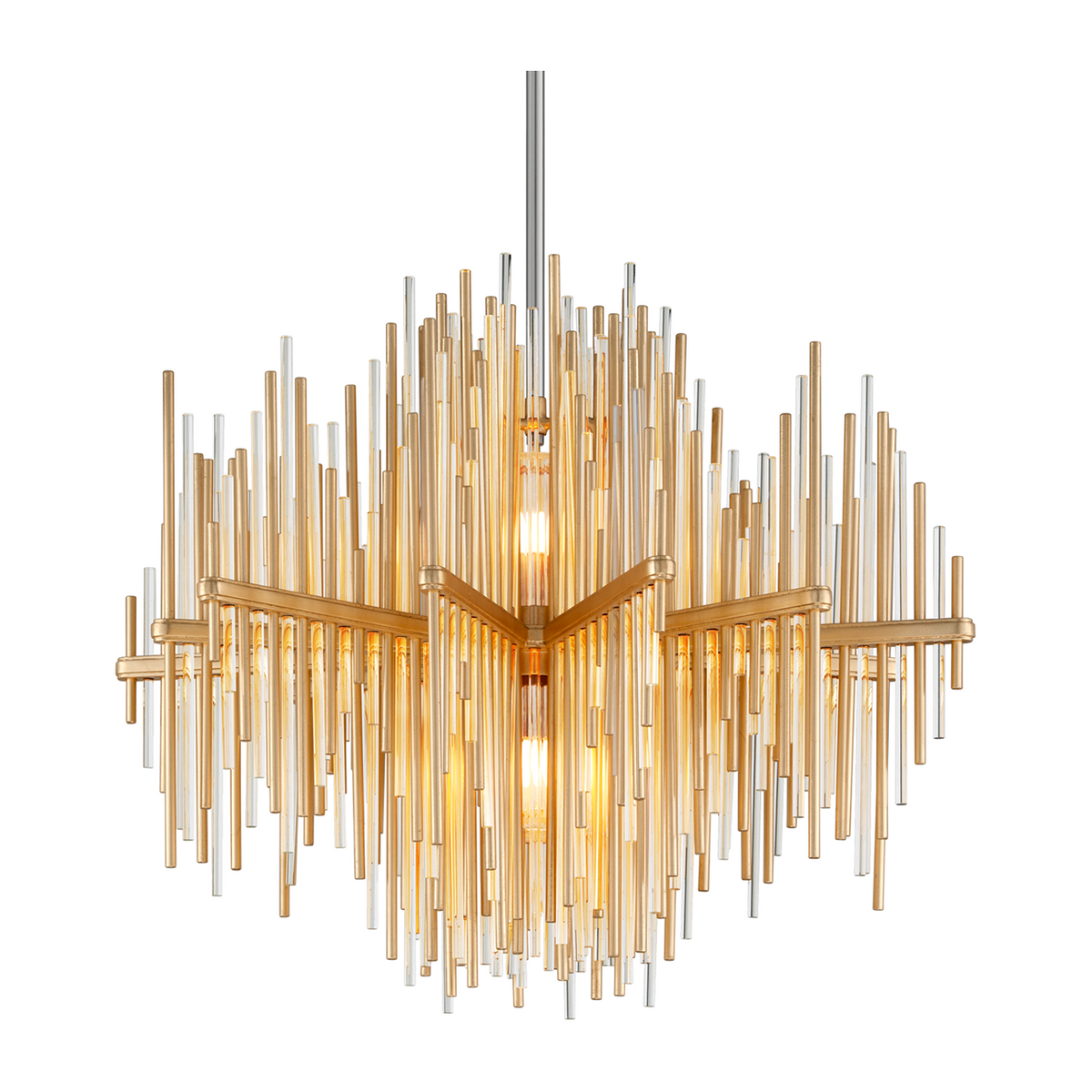 Dual-Finish Gold Stainless Two-Light Chandelier
