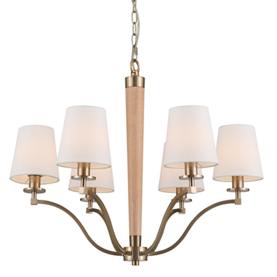 Elowyn Wood Brass Chandelier