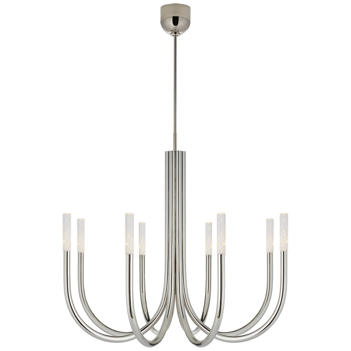 Etched Crystal Nickel LED Chandelier