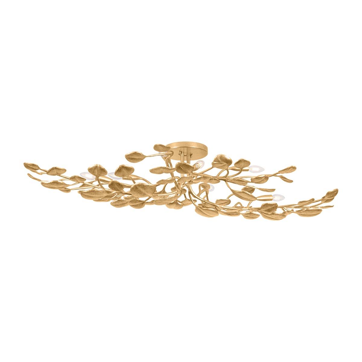 Eucalyptus Leaf Vintage Gold Semi-Flush Ceiling Light