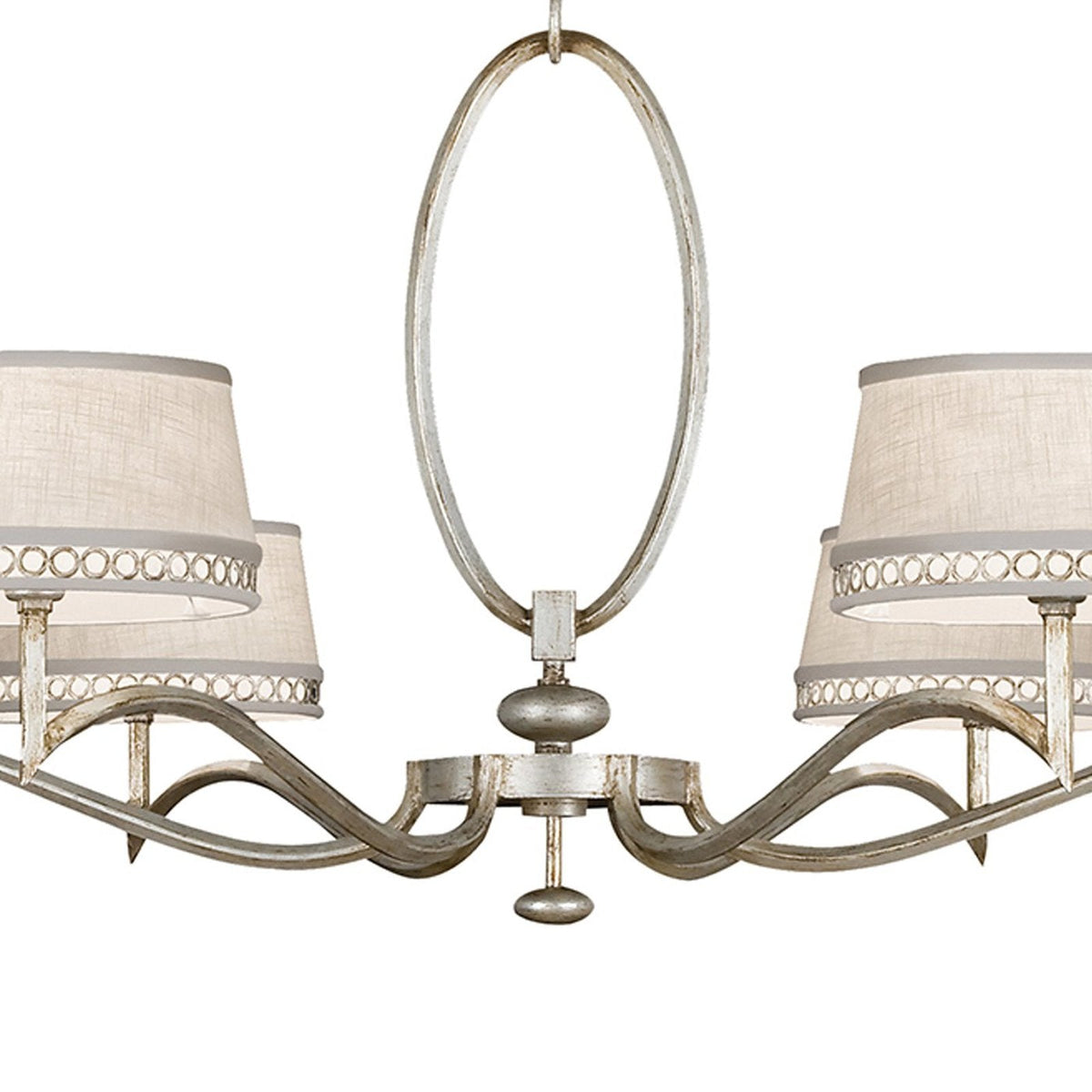 Fabric Shade Gold Silver Leaf Chandelier