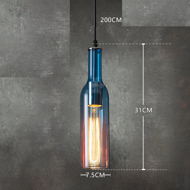 Five-Light Coloured Glass Wine Bottle Pendant