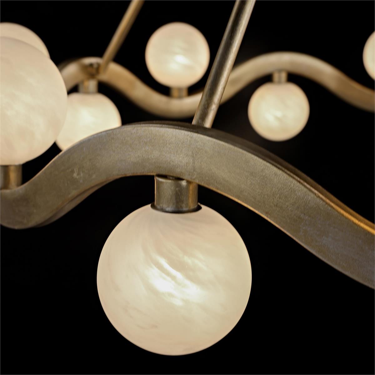 Flowing Steel Frosted Globe Champagne Silver Chandelier