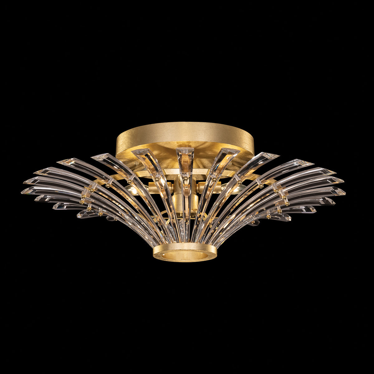 Fluid Carved Crystal Leaf-Finish Flush Mount