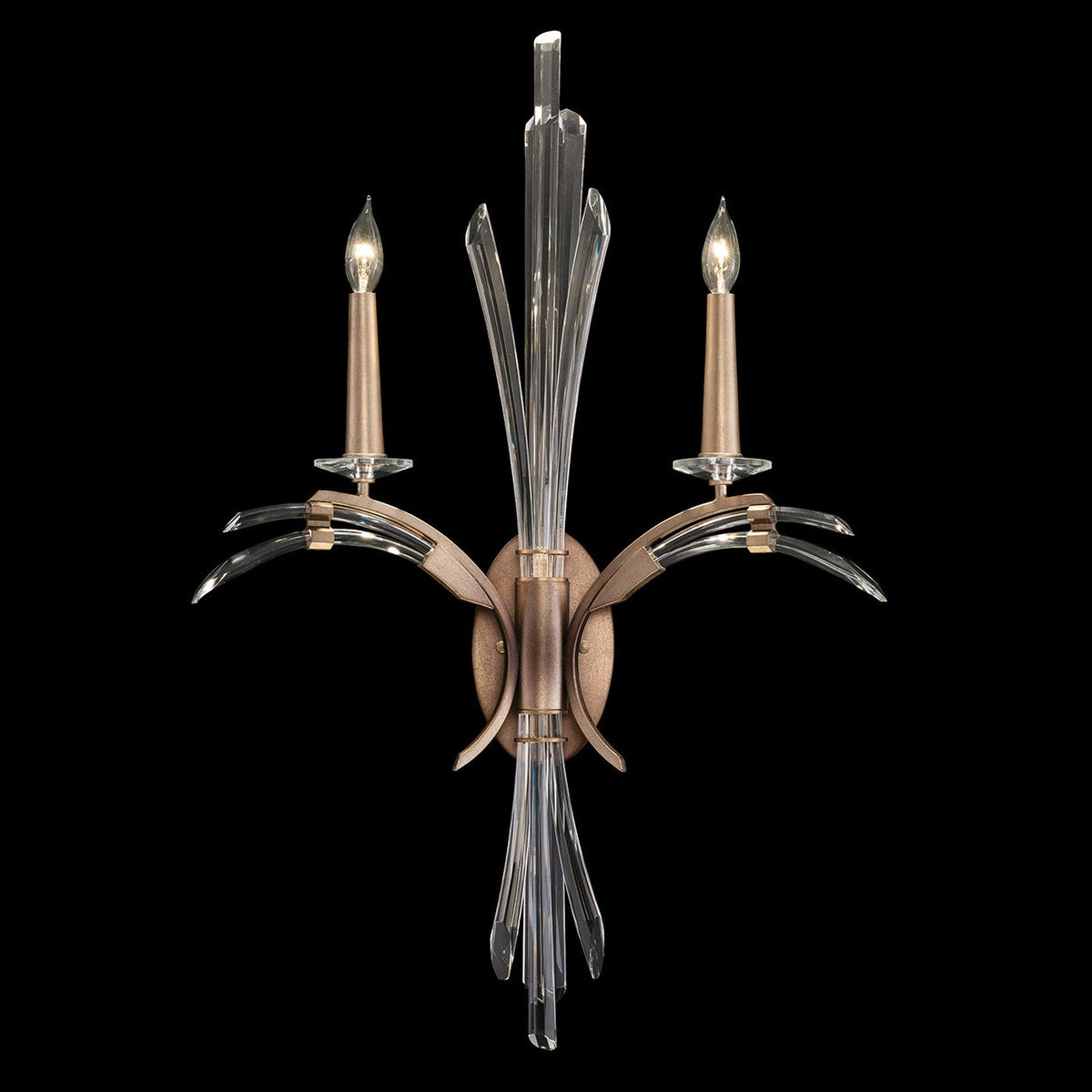 Fluid Carved Crystal Silver Gold Wall Sconce