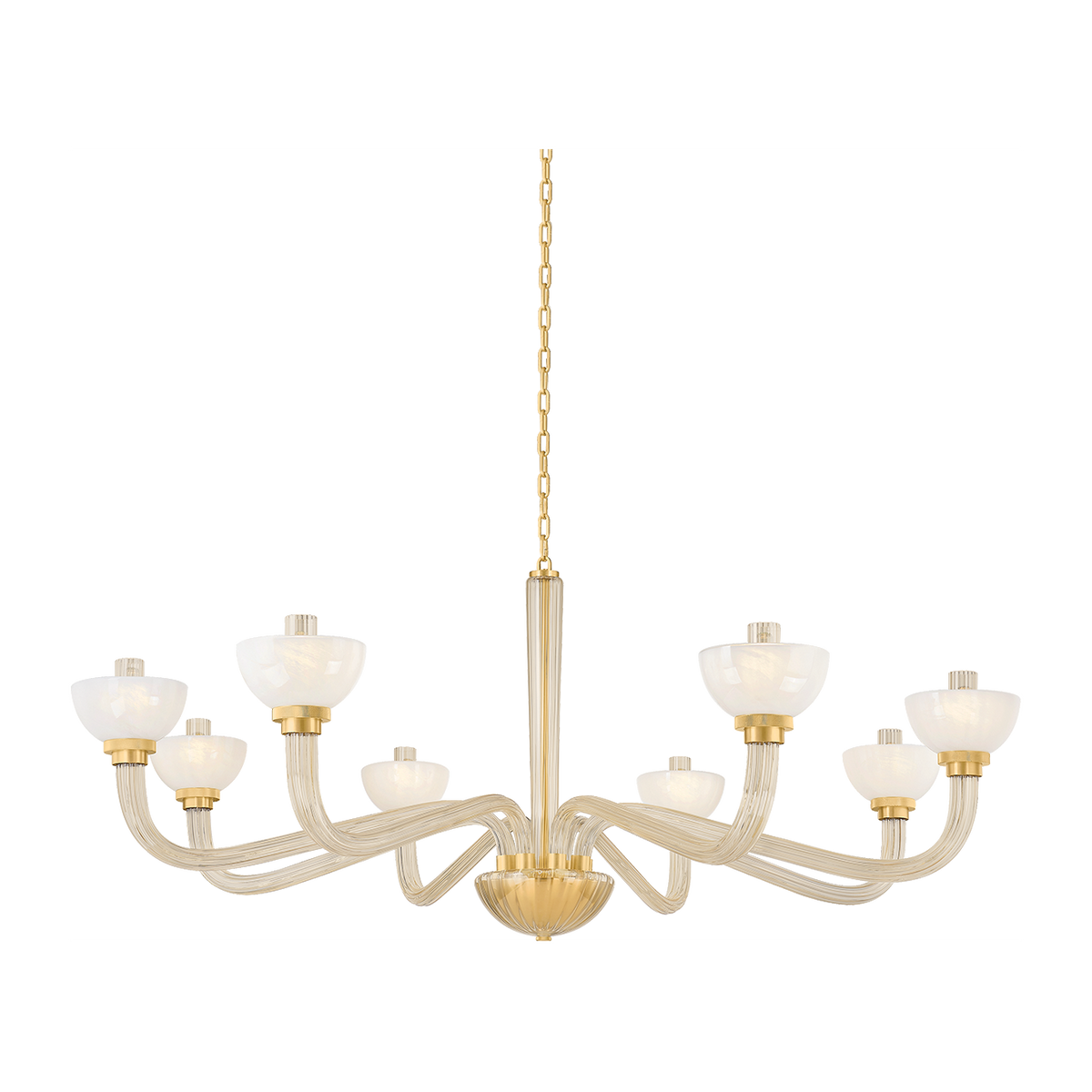 Fluted Champagne Glass Aged Brass Chandelier