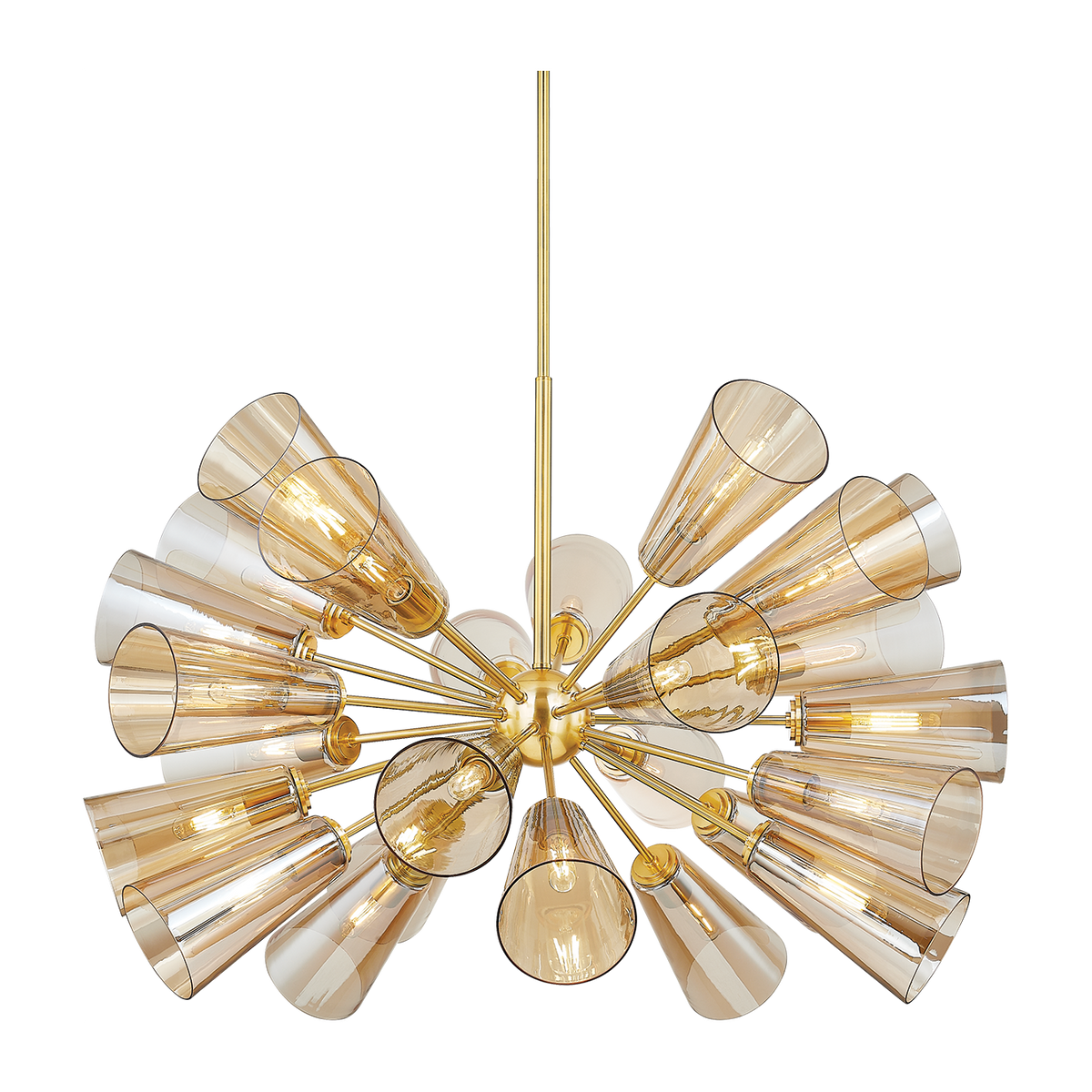 Fluted Glass Champagne Aged Brass Sputnik Chandelier