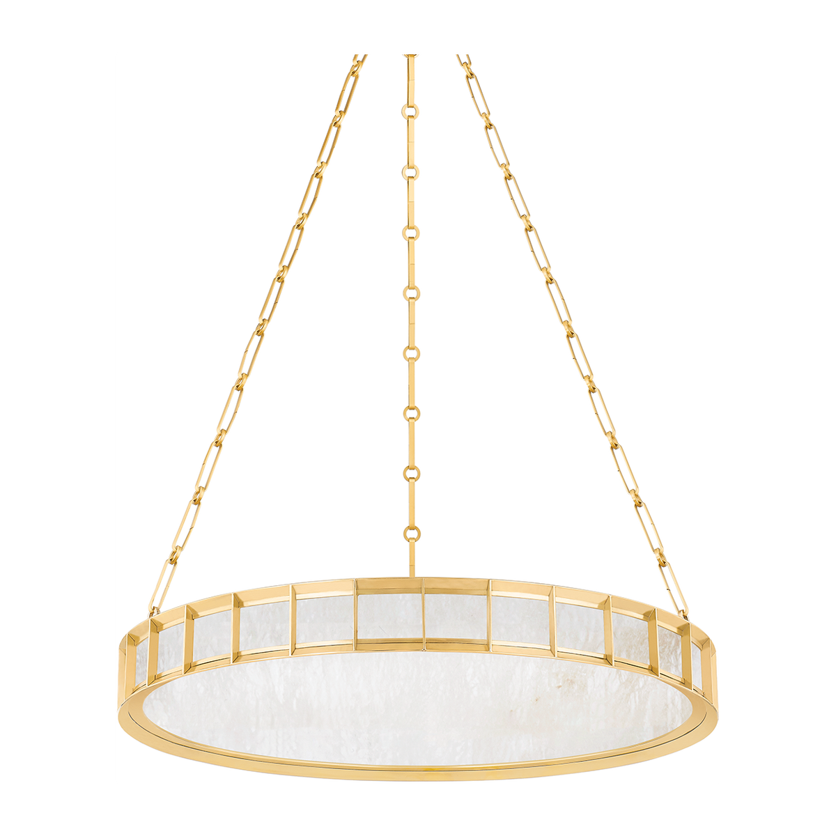 Framed Alabaster Vintage Brass LED Chandelier