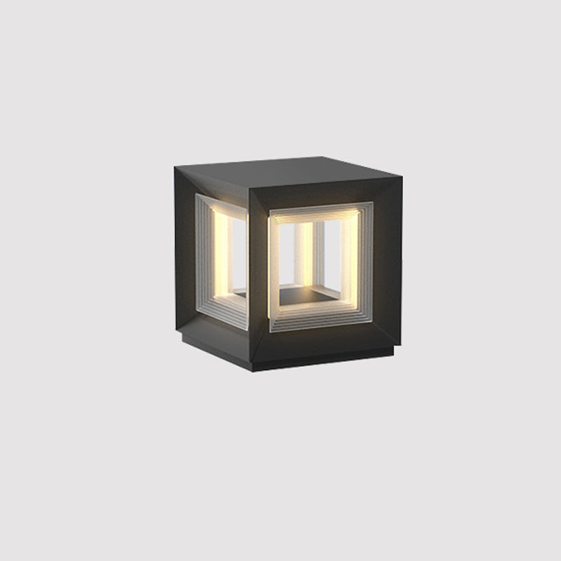 Frosted Plinth Black White Outdoor Post Light