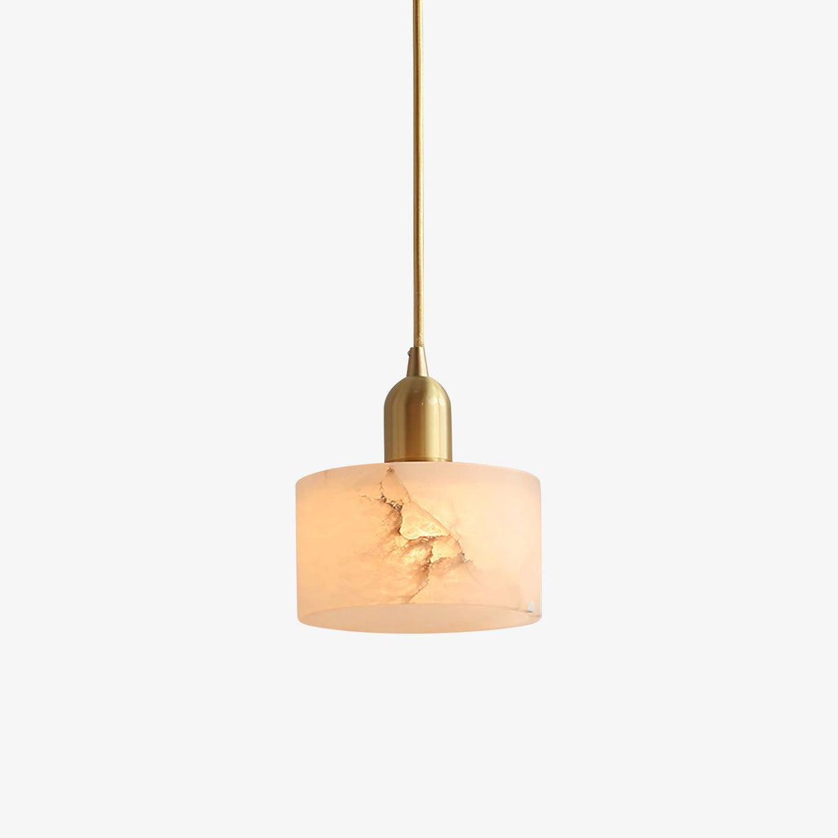 Geometric Brass Alabaster Pendant