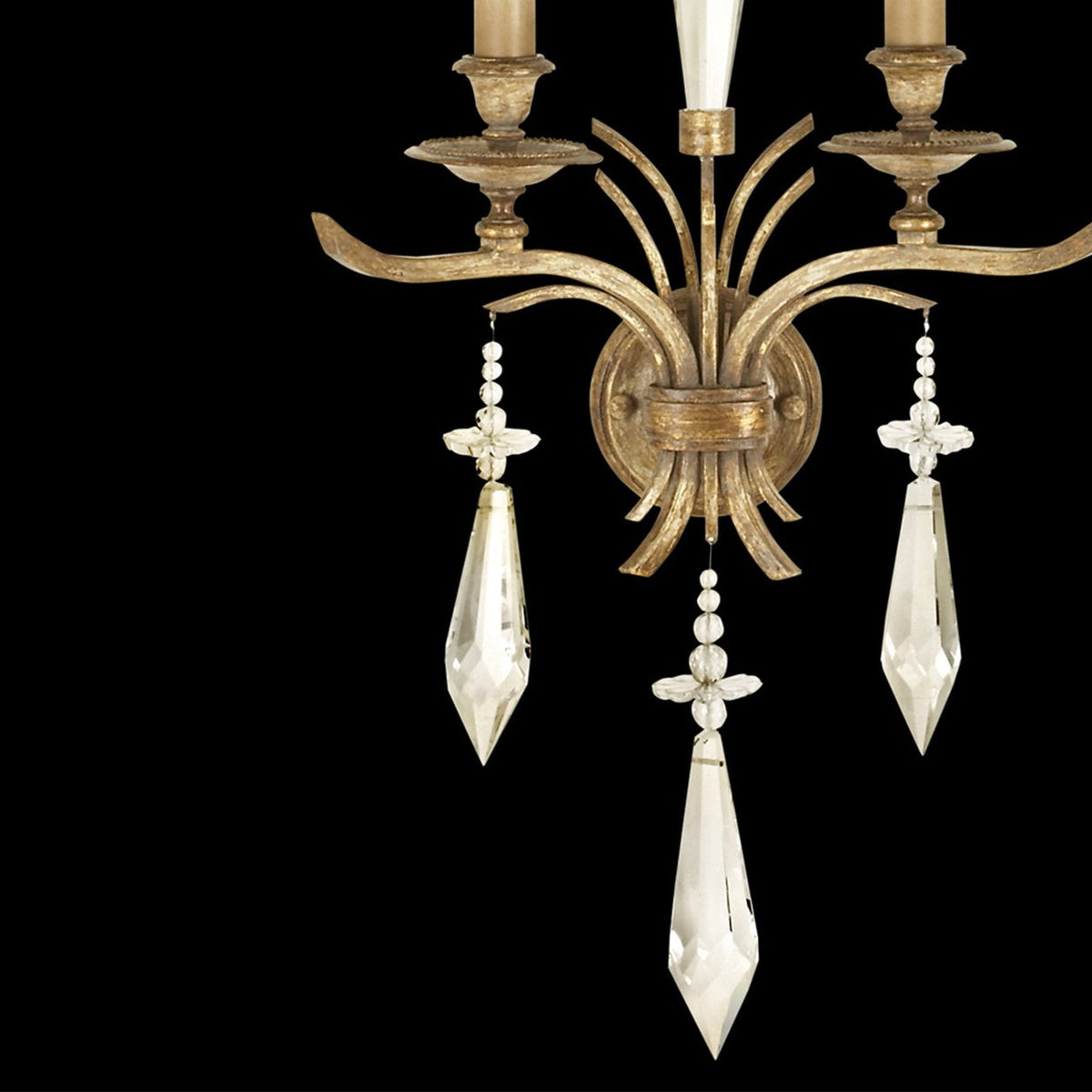 Gilded Swirl Crystal Drop Wall Sconce