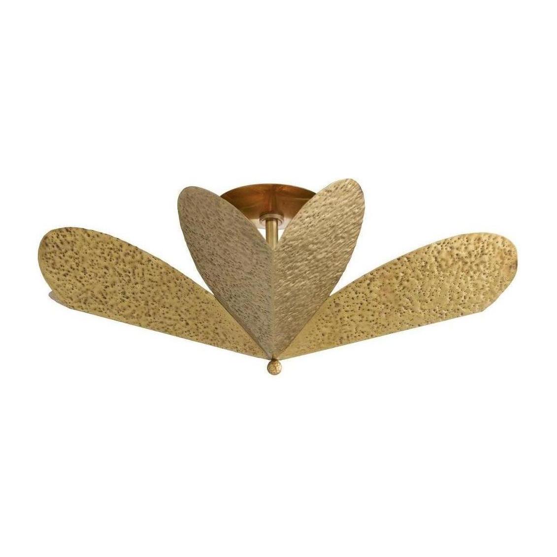 Hammered Petal Antique Brass Flush Mount
