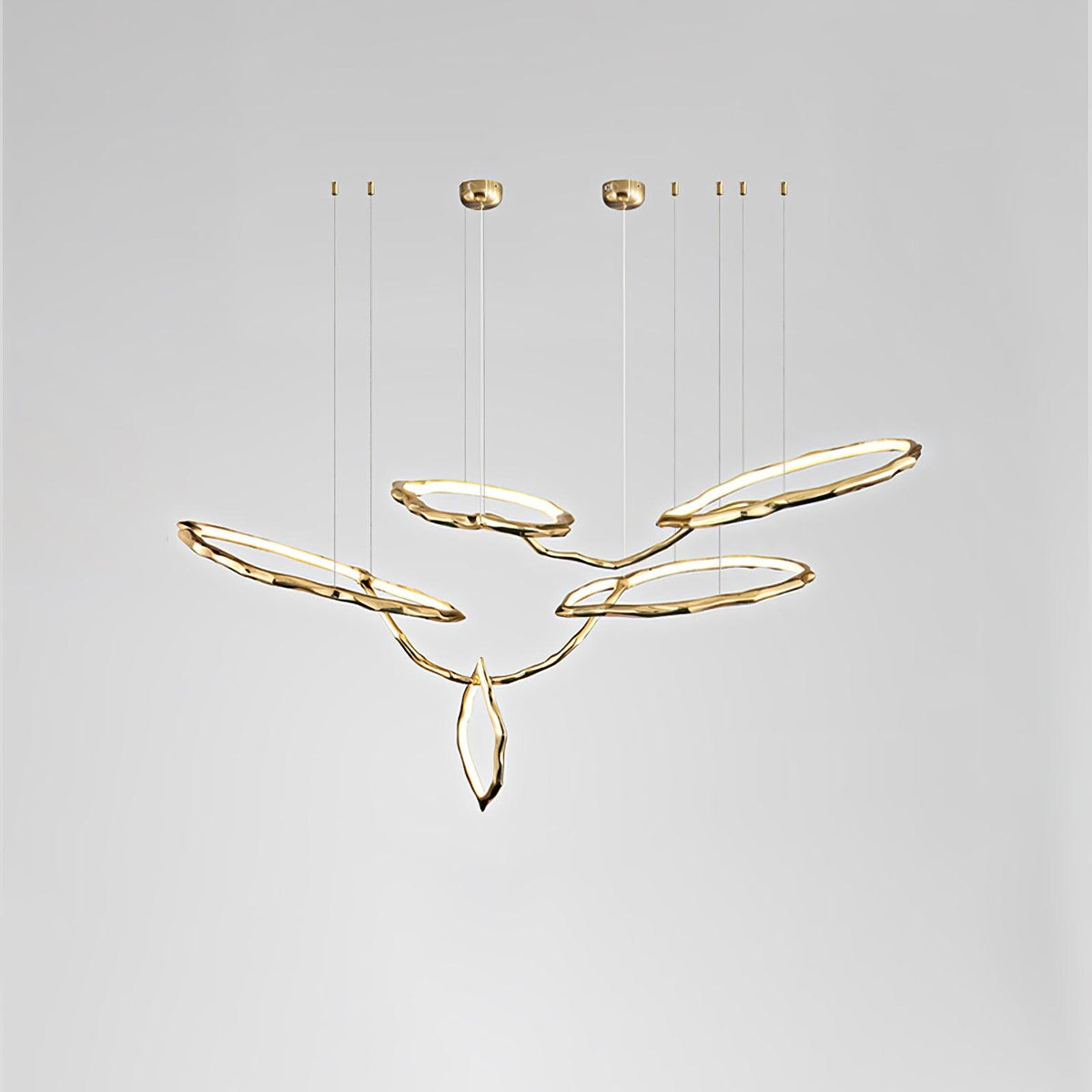 Hand-Etched Brass Loop LED Ring Chandelier