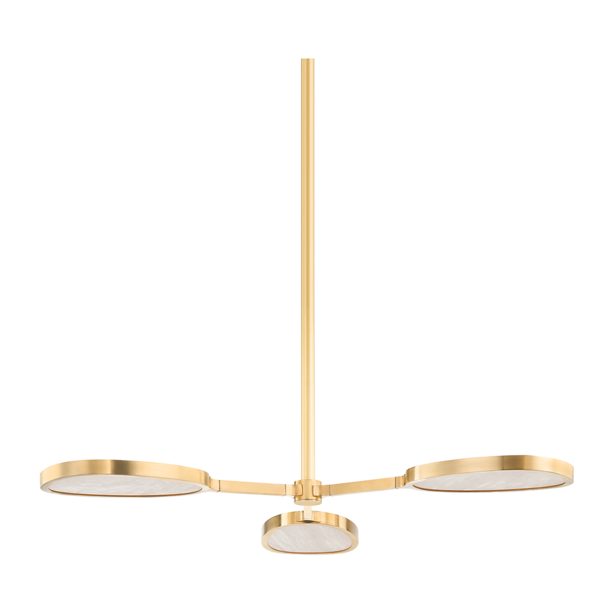 Hand-Finished Vintage Brass Three-Light Semi-Flush Light