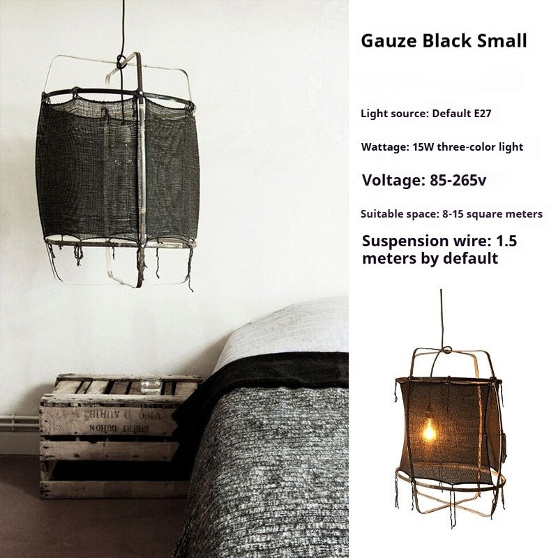 Handmade Linen and Bamboo Pendant Lamp