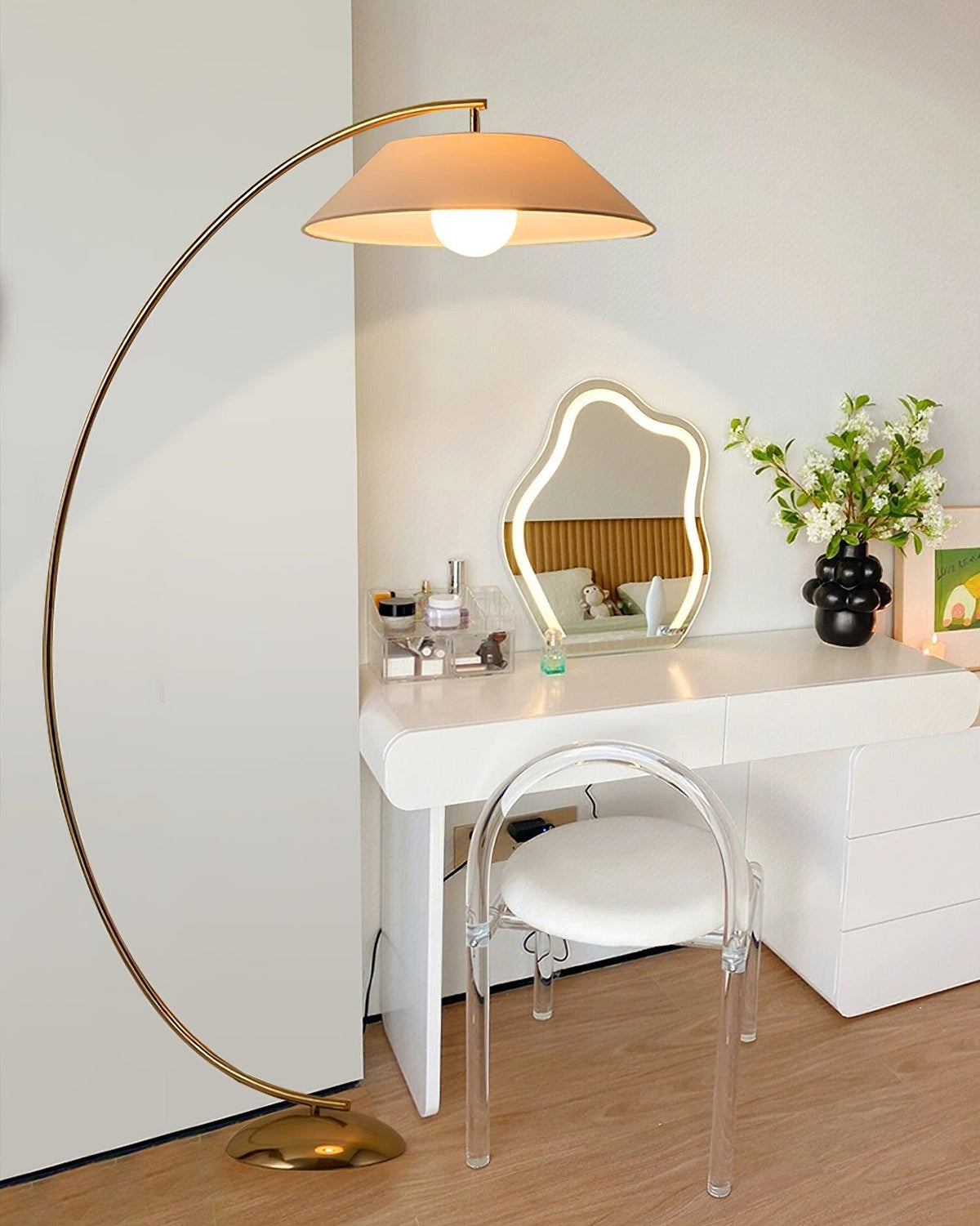 Highbow Gold Fabric Floor Lamp