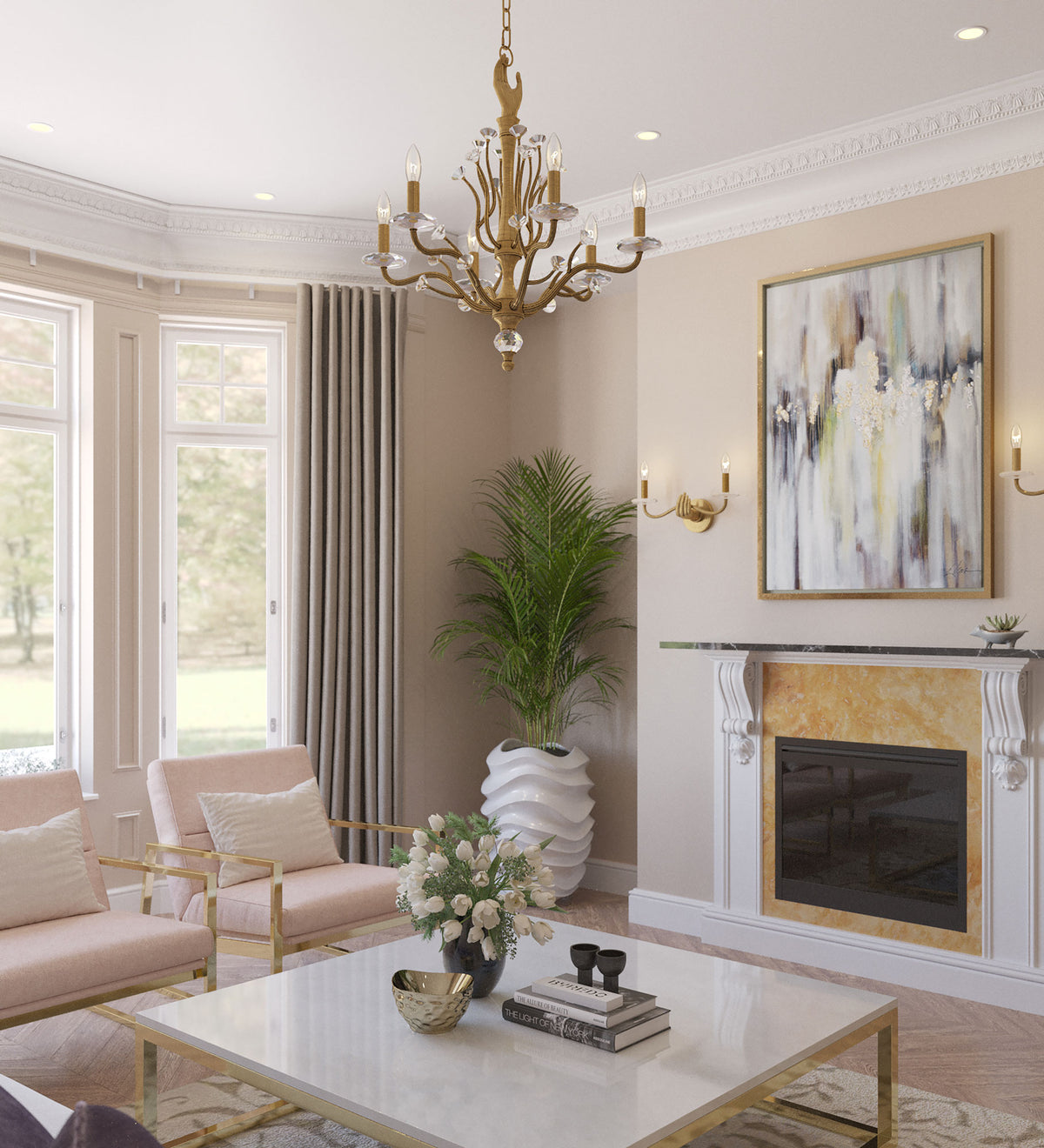 Historic Brass Crystal Tier Chandelier