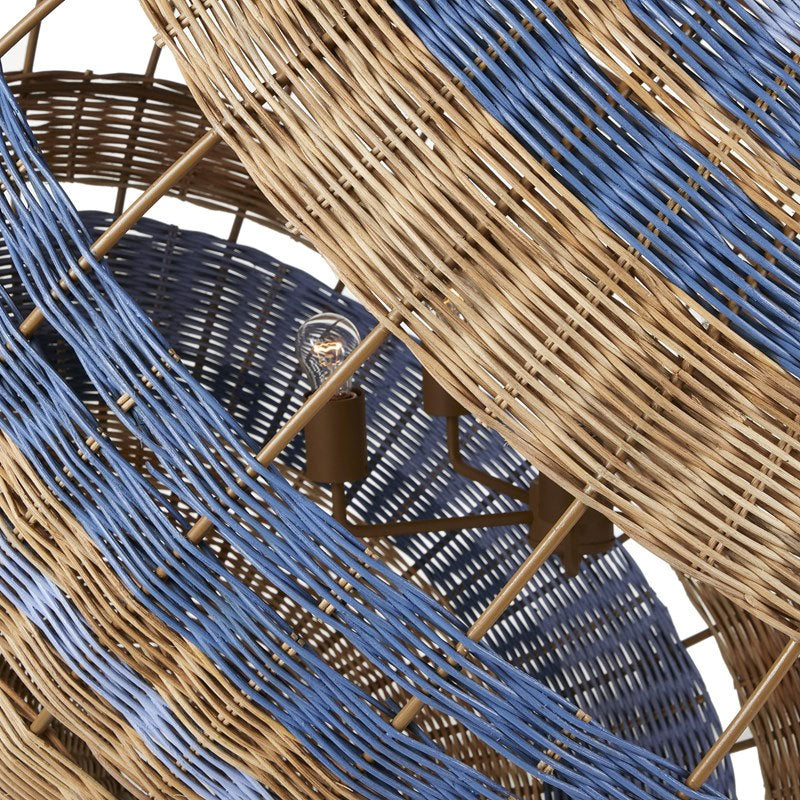 Indigo Rattan Orbit Chandelier