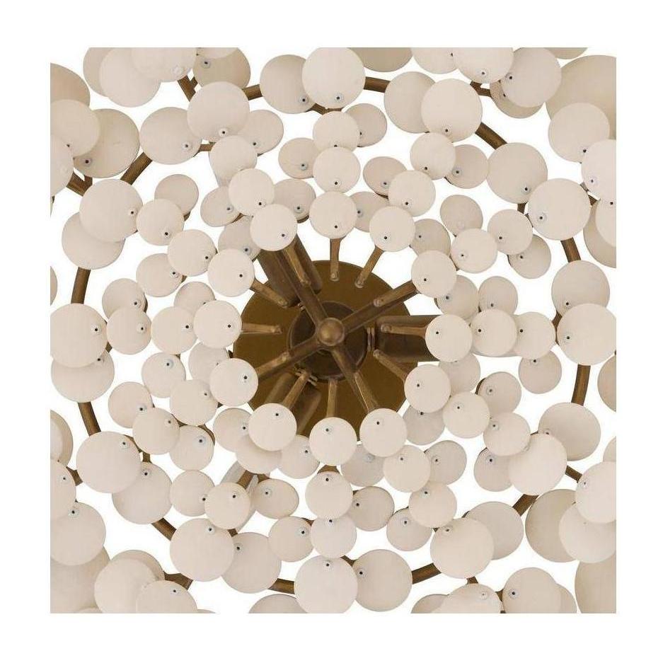 Ivory Coconut Foliage Antique Brass Flush Mount
