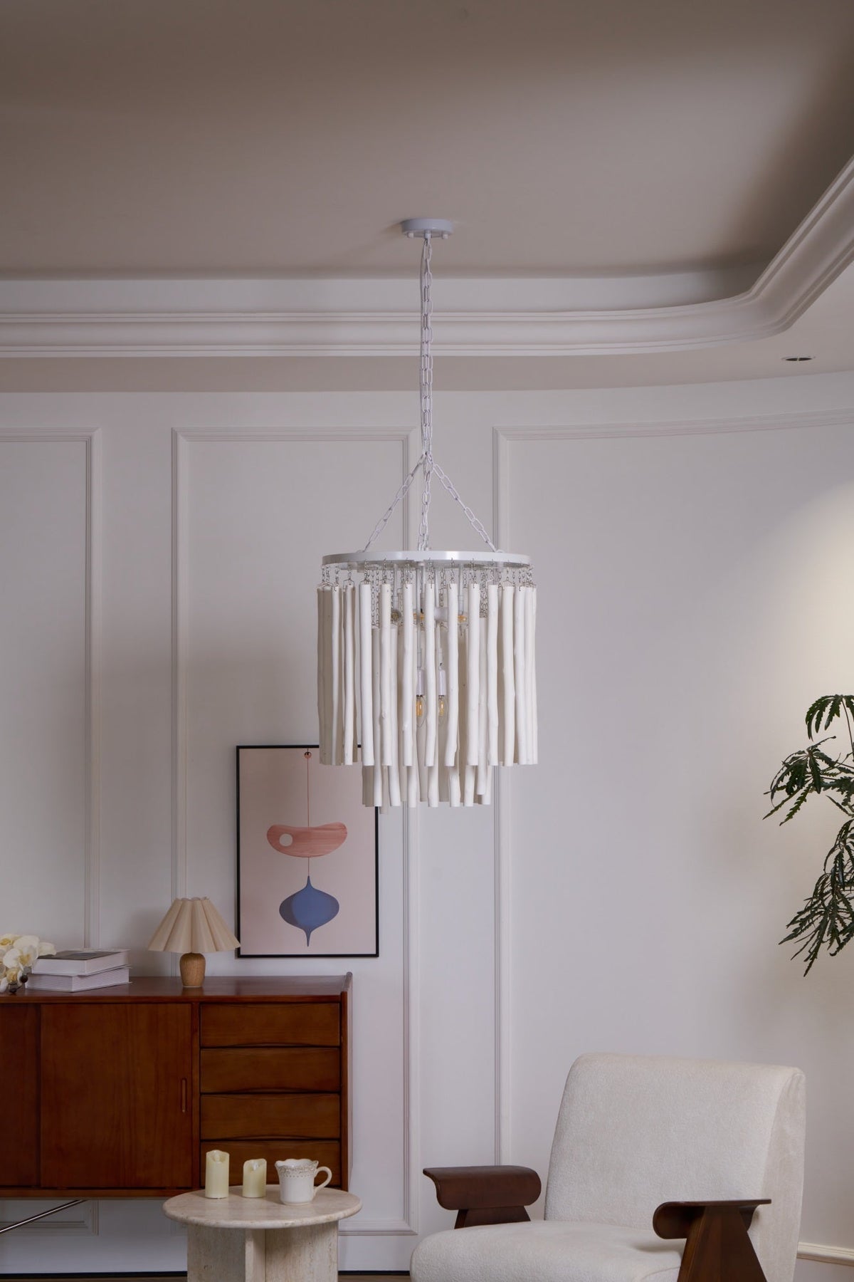 Layerwood Black White Multi-Light Chandelier