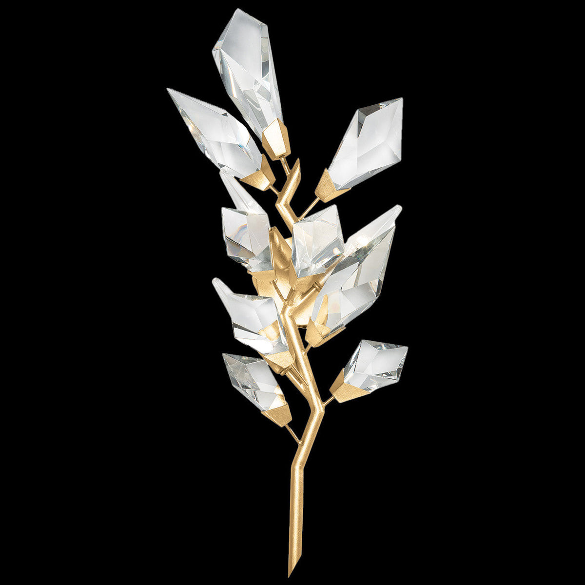 Leftward Facet Leaf Silver Gold Wall Sconce