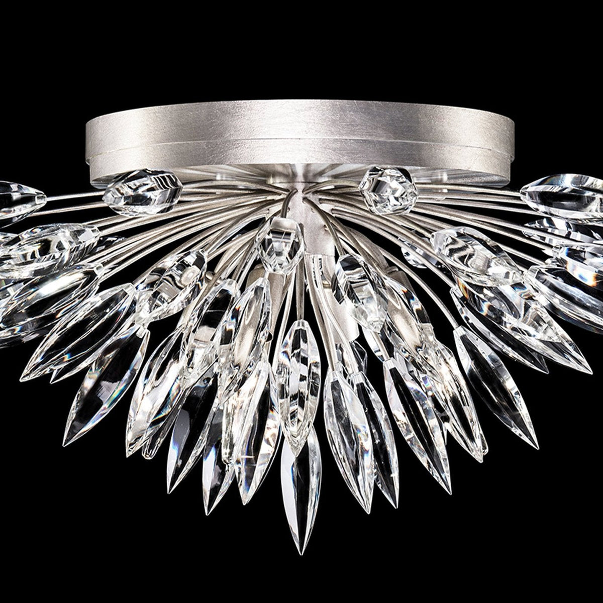 Lily Cluster Gold Silver Crystal Flush Mount